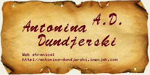 Antonina Dunđerski vizit kartica